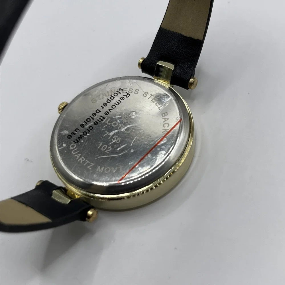 Sailor Jane Women's Quartz Gold Watch Black Band- New Battery